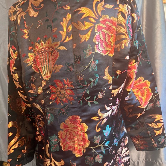 Soft Surroundings Black Blazer with Multicolor Floral Design - Picture 3 of 5
